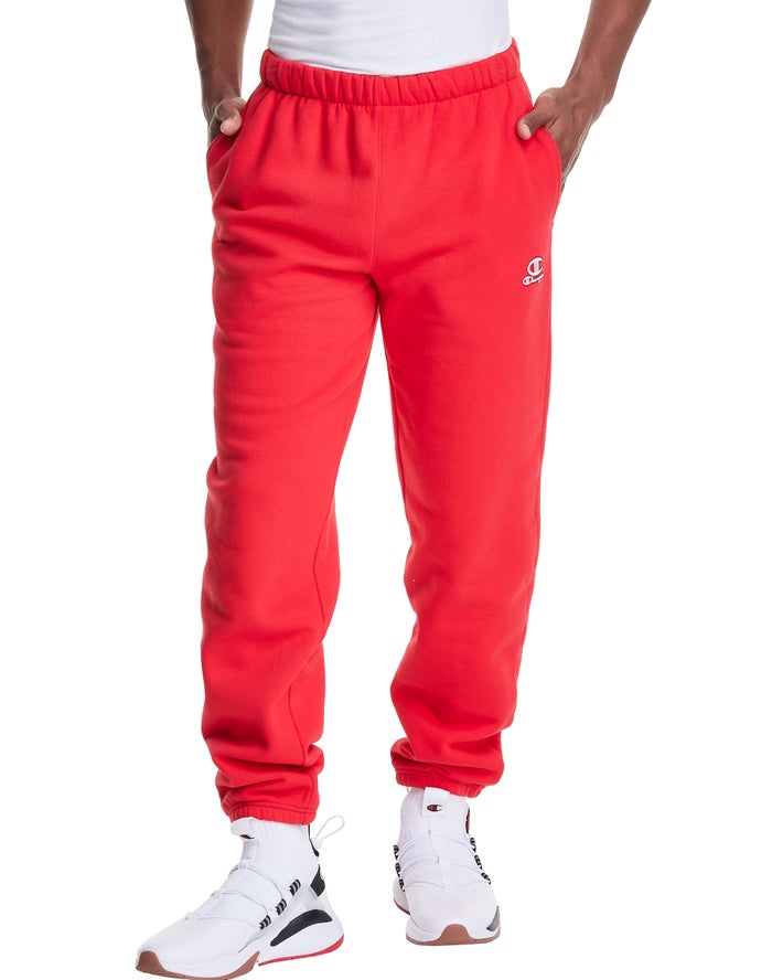 Champion Mens Pants NZ - Classic Fleece Embroidered Logo Red ( 1045-LRXAJ )